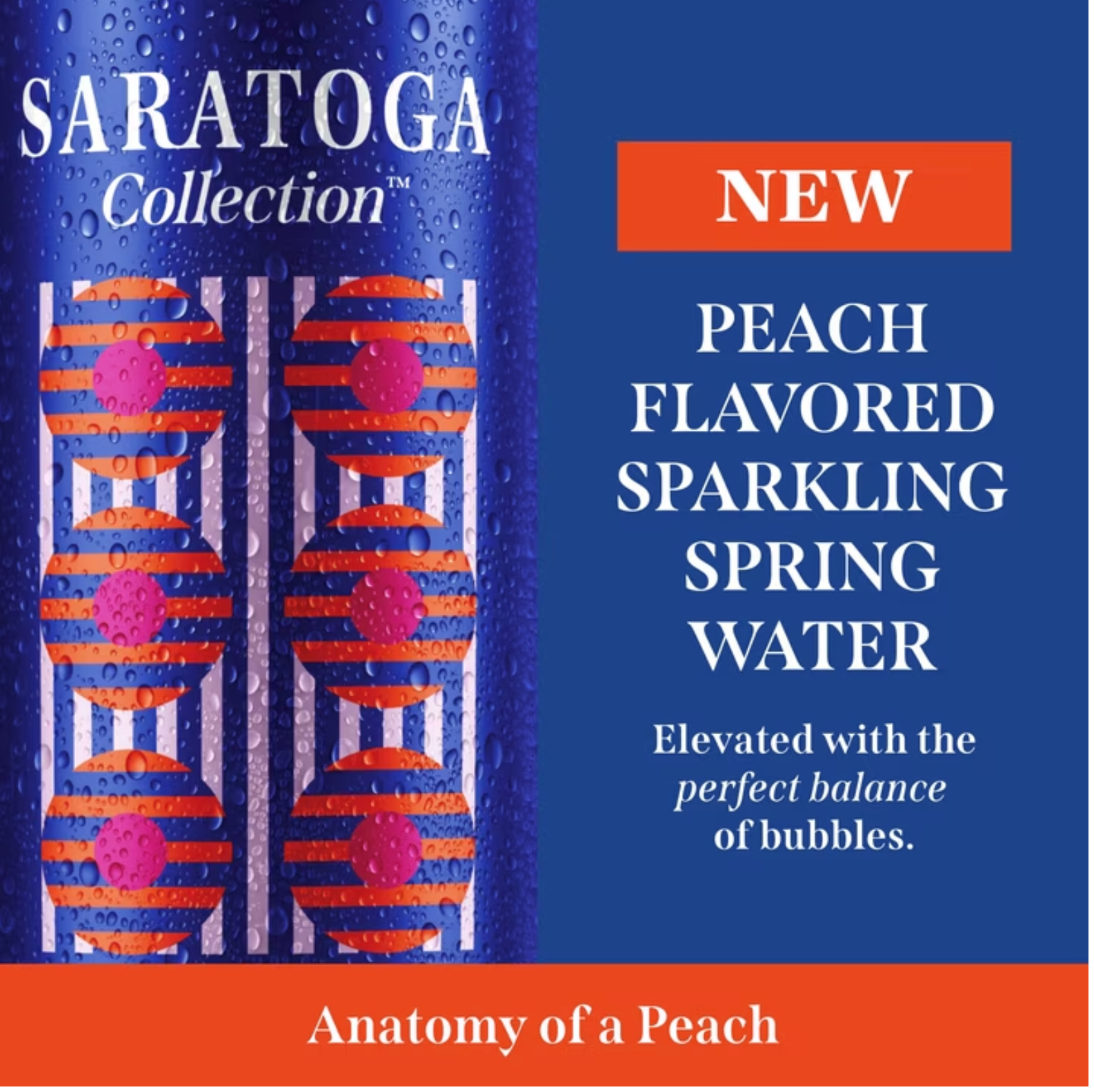 Wholesale Saratoga Collection, Peach Flavored Sparkling Water, Anatomy of a Peach, 12 fl oz (Case of 24)- Bulk