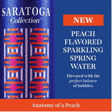Wholesale Saratoga Collection, Peach Flavored Sparkling Water, Anatomy of a Peach, 12 fl oz (Case of 24)- Bulk