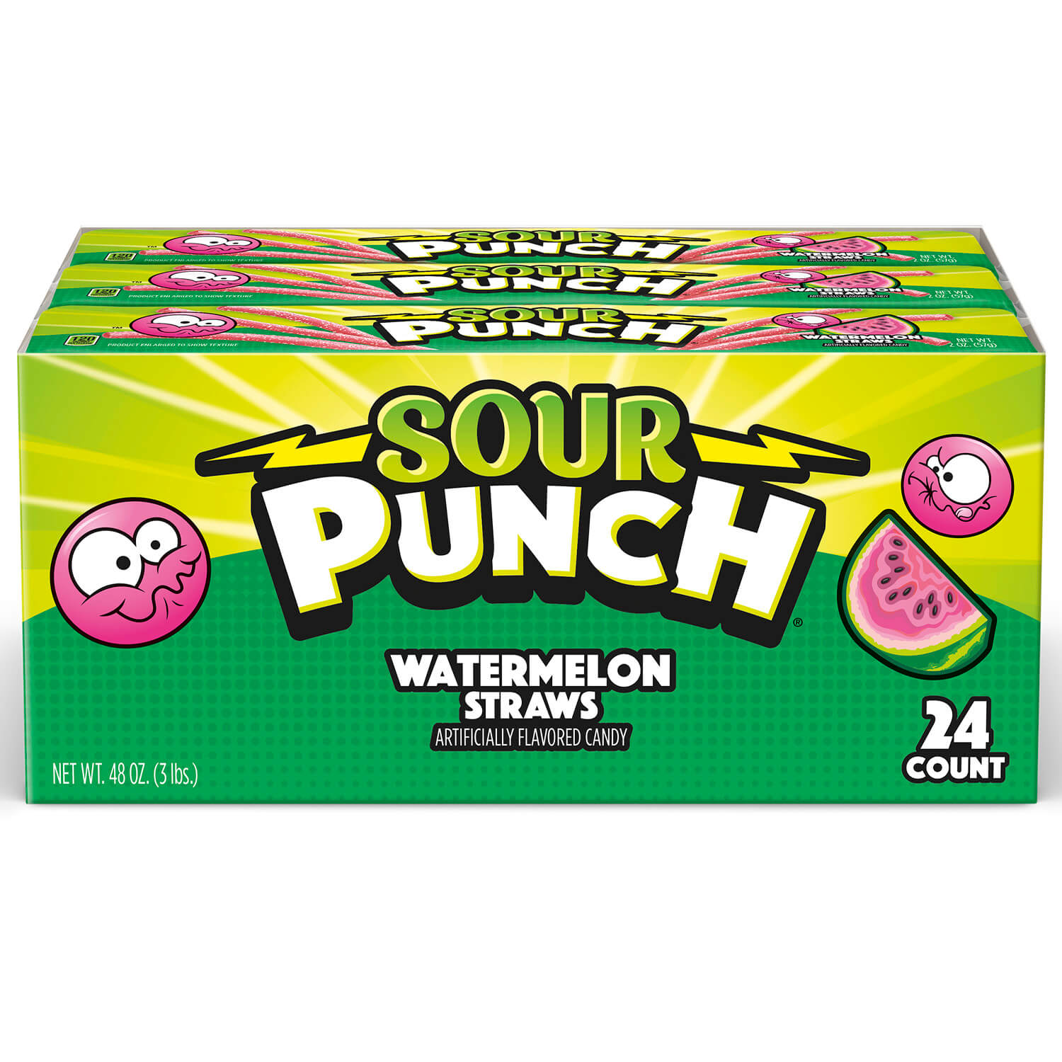 Wholesale Sour Punch Watermelon Straws 24 Pack 2oz Bags- Bulk