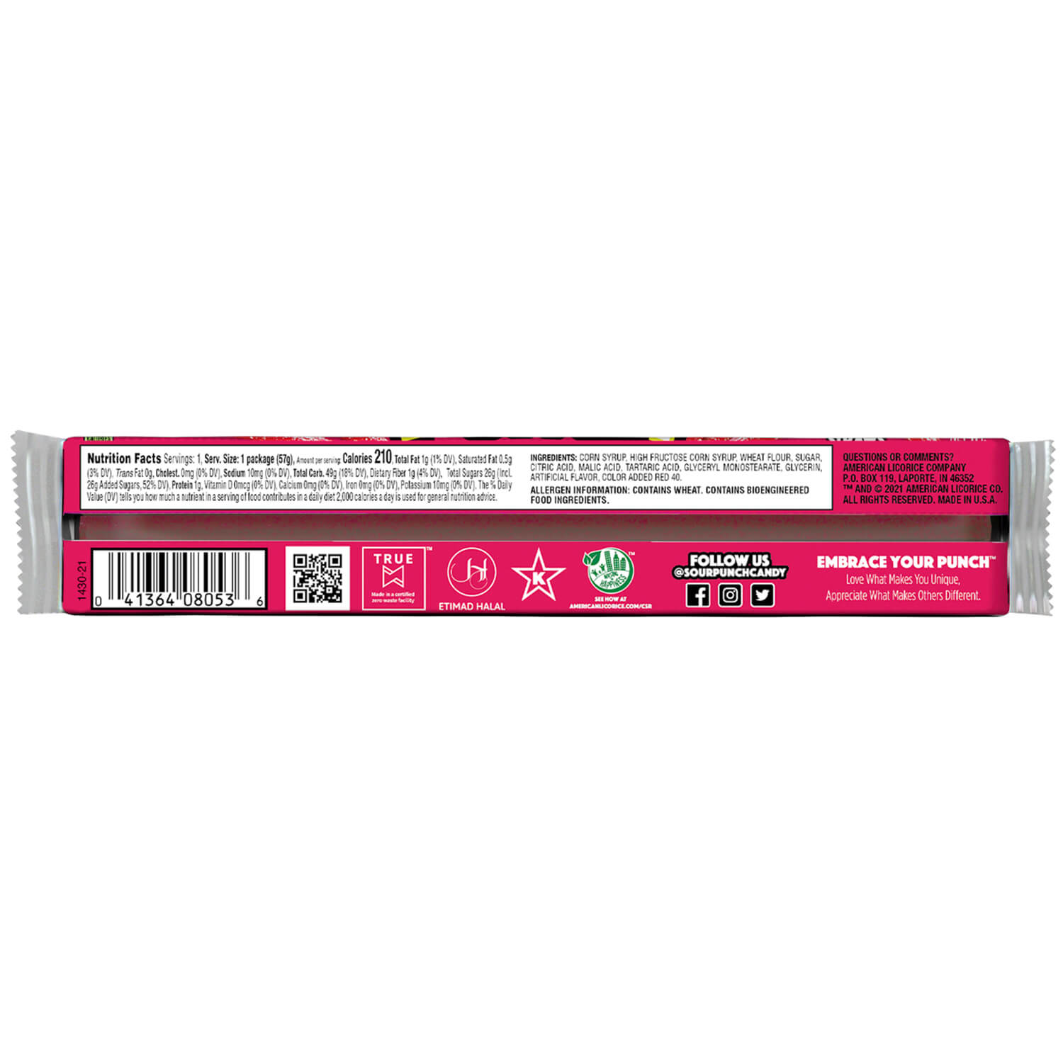 Wholesale Sour Punch Strawberry Straws 24 Pack 2oz Bags- Bulk