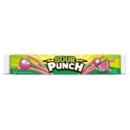 Wholesale Sour Punch Watermelon Straws 24 Pack 2oz Bags- Bulk