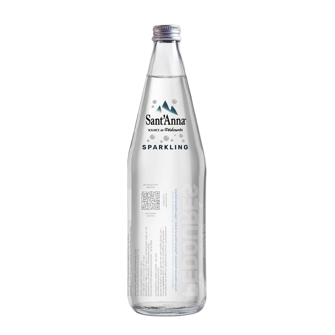 Wholesale Sant’Anna Natural Mineral Sparkling Water Glass Bottles, Pure Italian Spring Water- Bulk