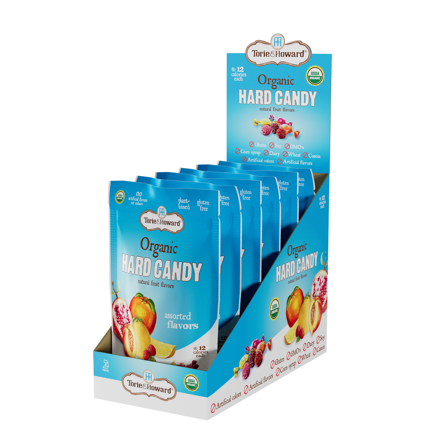 Wholesale Torie & Howard Assorted Organic Hard Candy 3.5Oz Stand Up Bags- Bulk