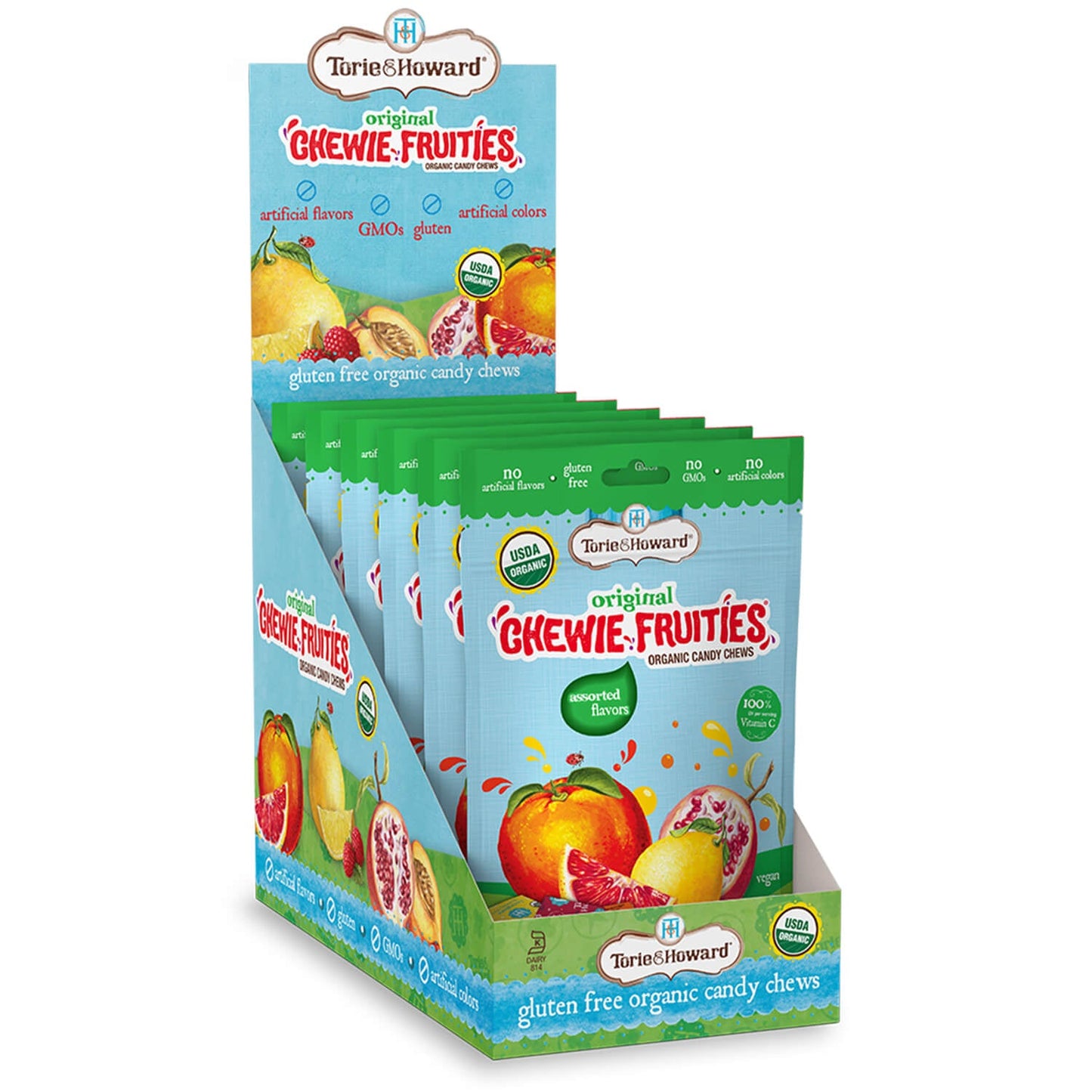 Wholesale Torie & Howard Assorted Original Organic Chewie Fruities® Candy 4 oz Bags- Bulk
