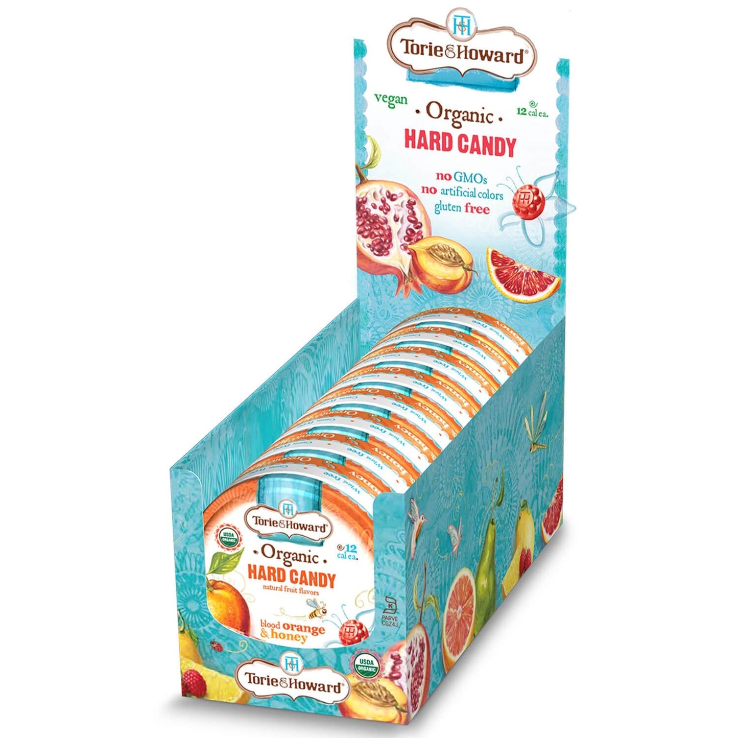 Wholesale Torie & Howard Blood Orange and Honey Organic Hard Candy 2oz Tins (8ct Box)- Bulk