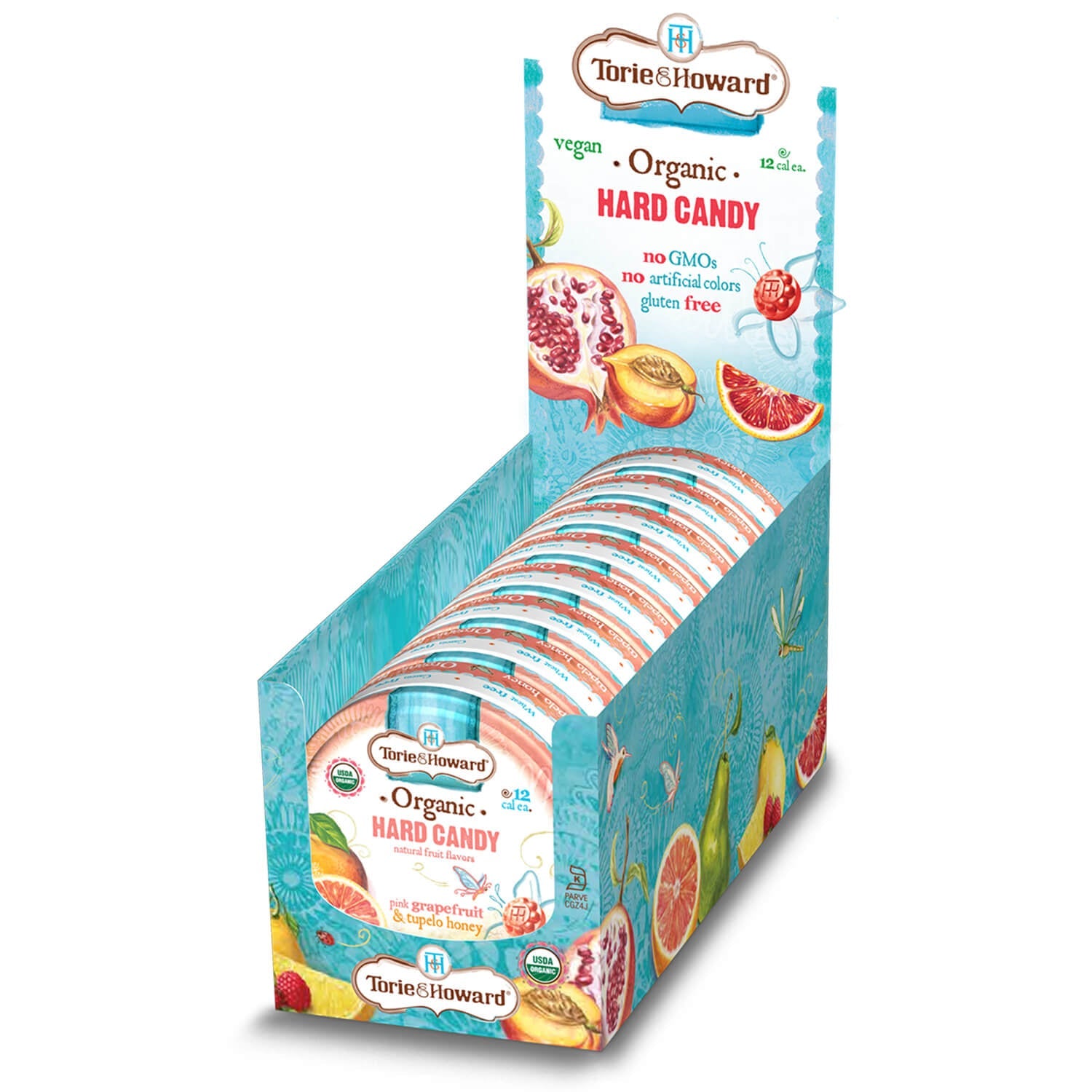 Wholesale Torie & Howard Grapefruit And Tupelo Honey Organic Hard Candy Tins 2 Oz- Bulk