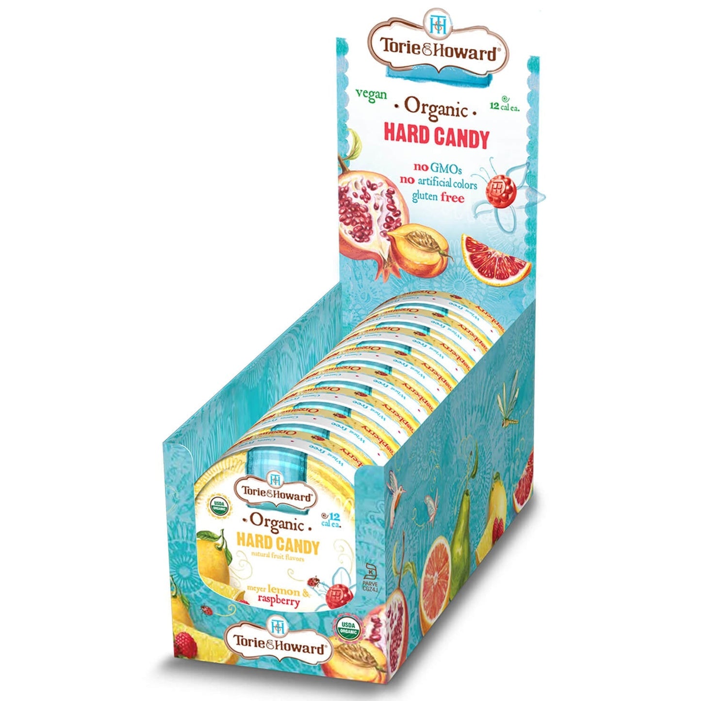 Wholesale Torie & Howard Meyer Lemon and Raspberry Organic Hard Candy Tins 2oz Tins- Bulk