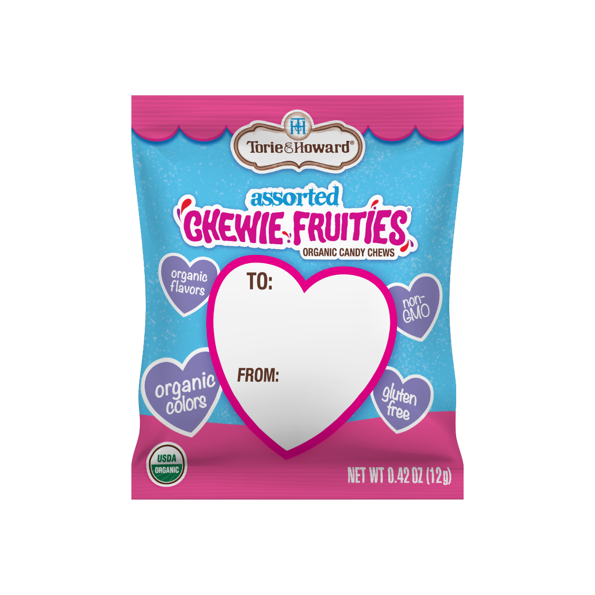 Wholesale Torie & Howard Organic Chewie Fruities® Valentine Candy Assorted Original & Sour Flavors 8.46oz- Bulk