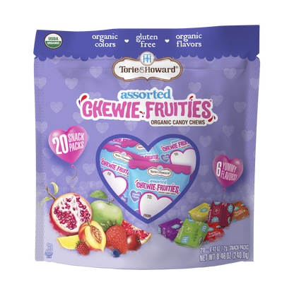 Wholesale Torie & Howard Organic Chewie Fruities® Valentine Candy Assorted Original & Sour Flavors 8.46oz- Bulk