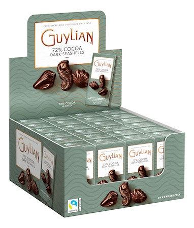 Wholesale Sea Shells Dark Praline 3-piece mini-gift boxes 31 grams (1.10 ounces) (4 displays of 24 boxes) 1.12 OZ- Bulk