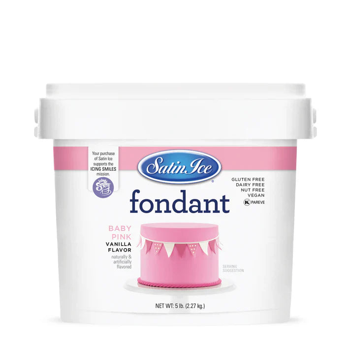 Wholesale Satin Ice Pink Vanilla Fondant | 5 lb pail- Bulk