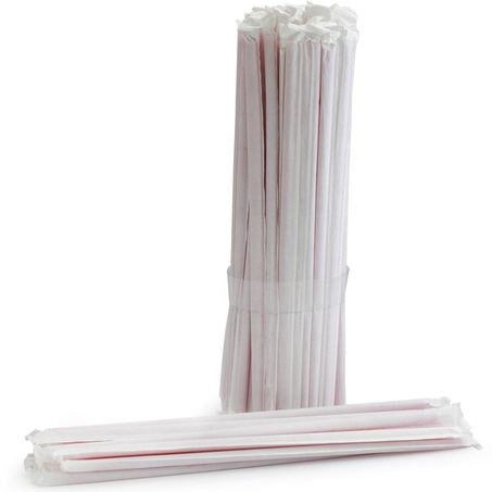Wholesale BoxNCase Case 10.25In Individually Wrapped Red Straws- Bulk