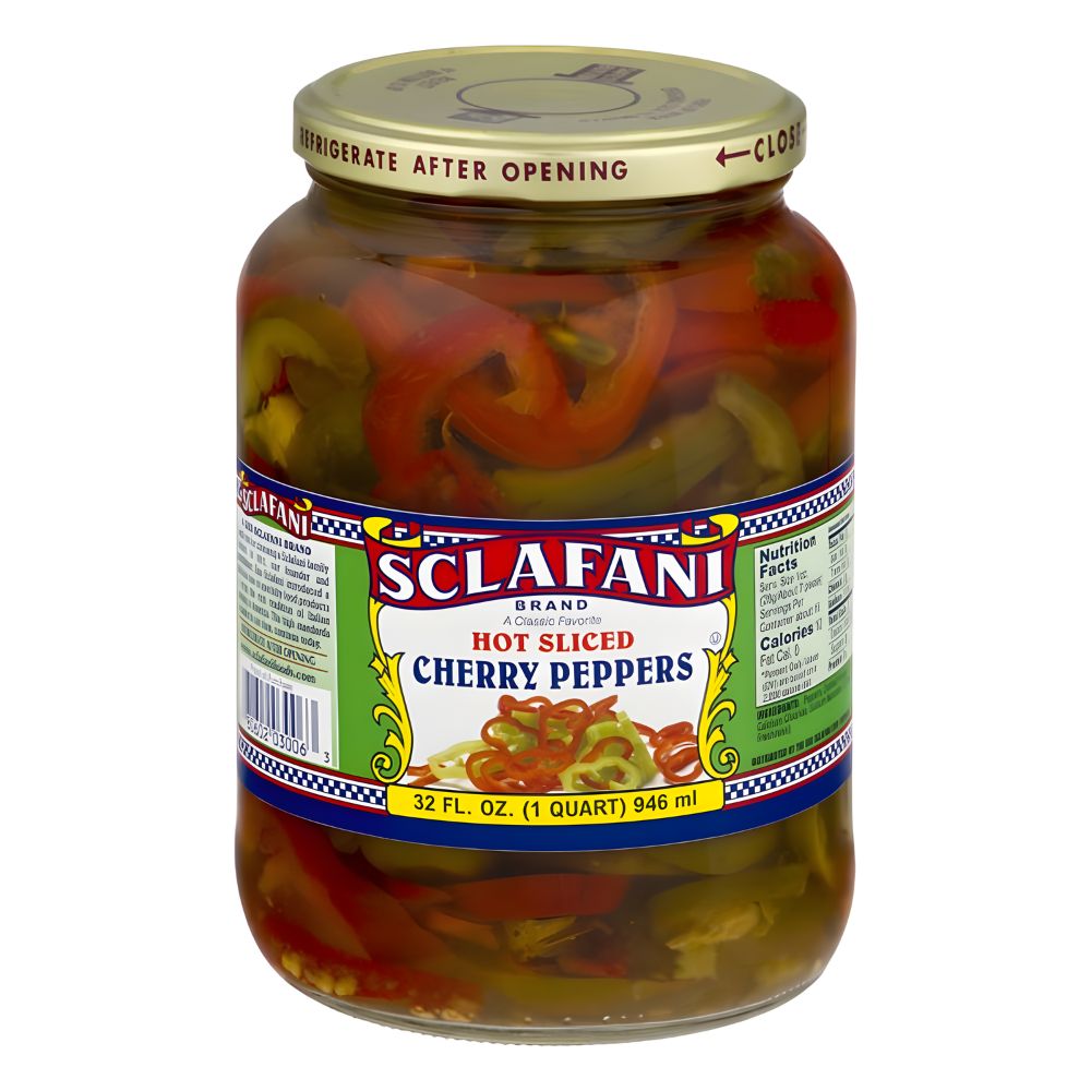 Wholesale Sclafani Hot Cherry Peppers Sliced | 32 oz- Bulk