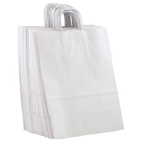 Wholesale BoxNCase Case White Paper Shopping Bag 10X5X13- Bulk