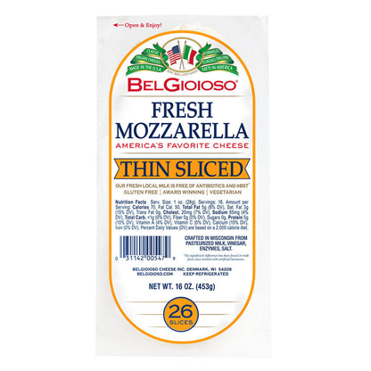 Wholesale Belgioioso Case Fresh Thin Slice Mozzarella Log- Bulk