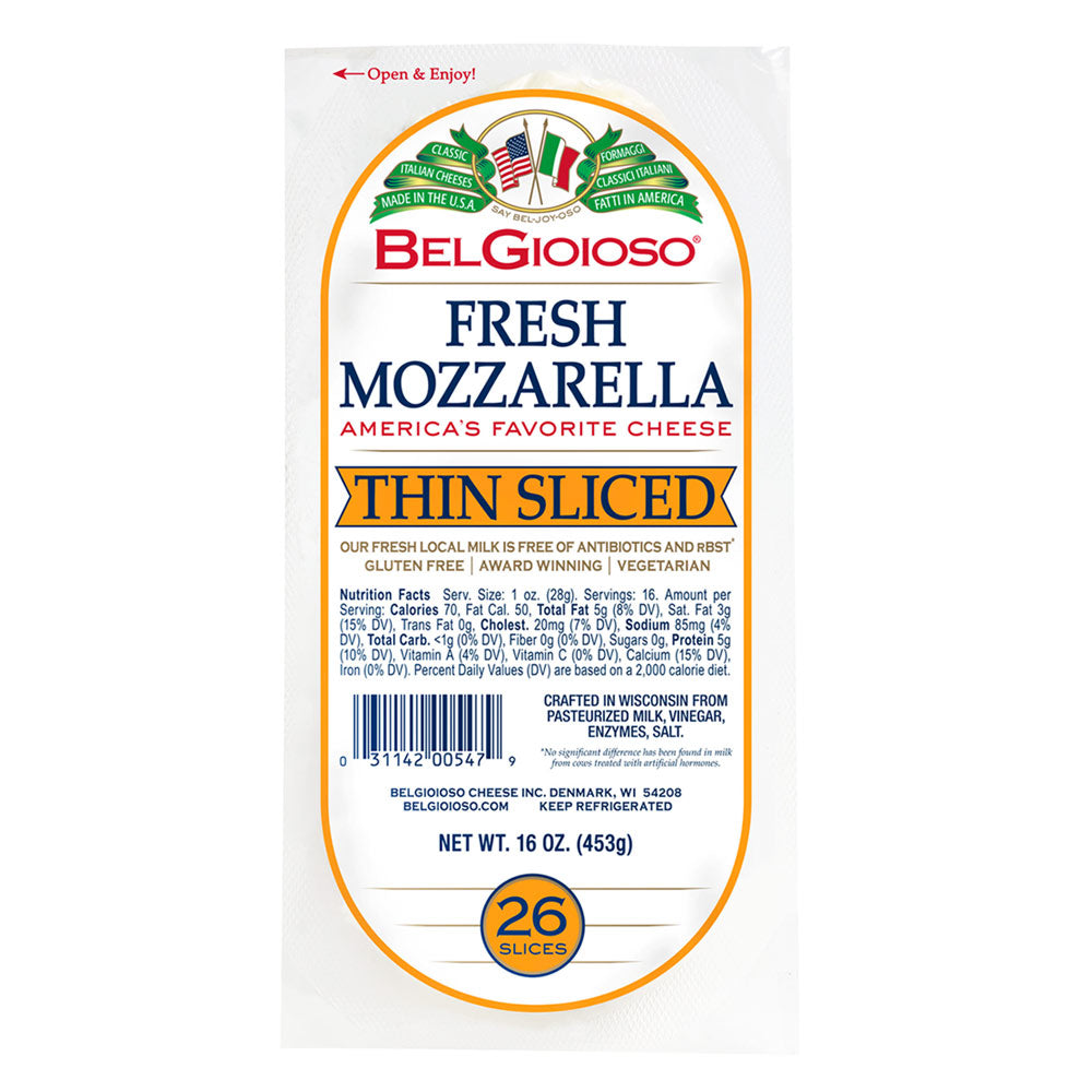 Wholesale Belgioioso Case Fresh Thin Slice Mozzarella Log- Bulk