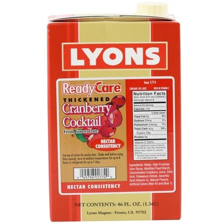 Wholesale Readycare Case Cranberry Juice Nectar Consistency- Bulk