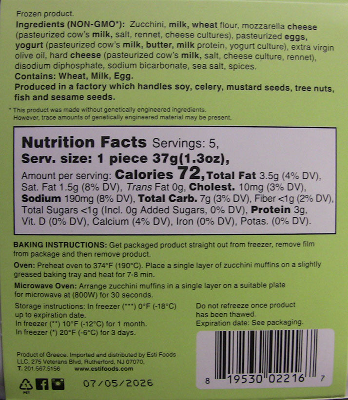 Wholesale Esti Zucchini Muffin Appetizer X.- Bulk