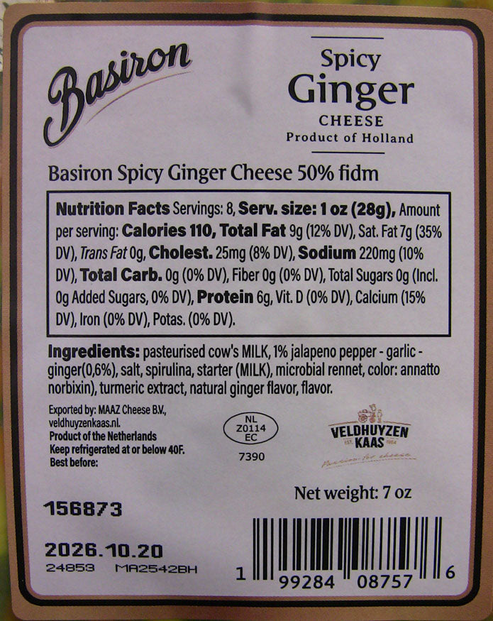 Wholesale Basiron Spicy Ginger Gouda 200G- Bulk