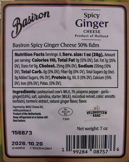 Wholesale Basiron Spicy Ginger Gouda 200G- Bulk