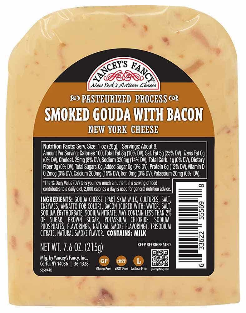 Wholesale Yancey's Fancy Smoked Bacon Gouda Wedge 7.6 Oz- Bulk