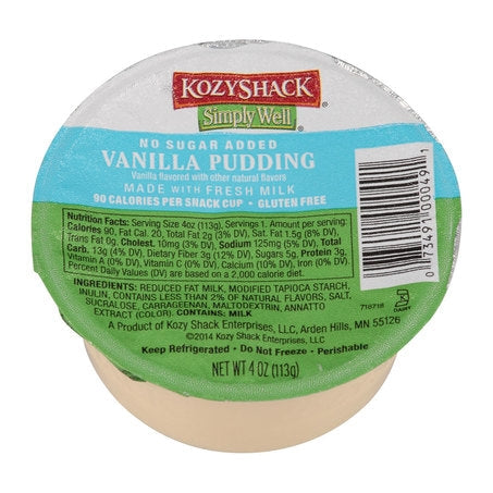 Wholesale Kozy Shack Case No Sugar Added Vanilla Pudding- Bulk