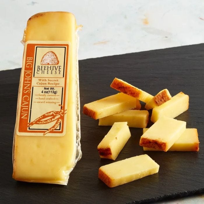 Wholesale Beehive Cheese Big John's Cajun Cheddar-Style Cheese - Case of 10, 4 Oz Blocks- Bulk