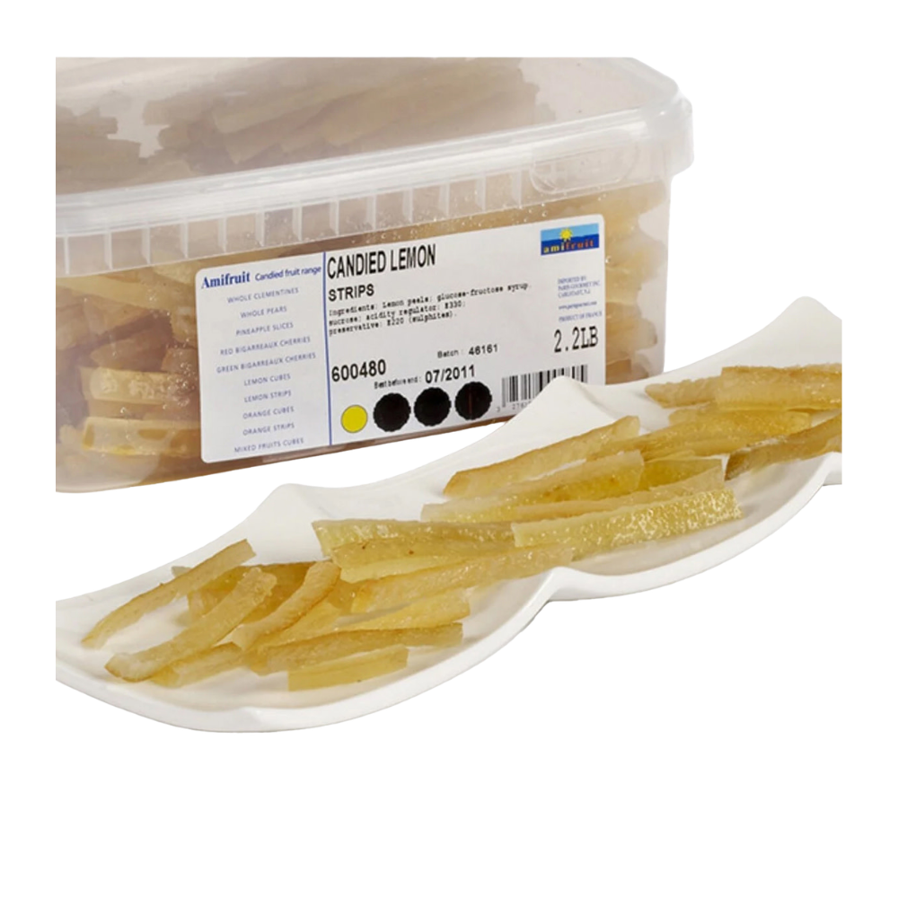 Wholesale Amifruit Case Candied Lemon Peel Strips- Bulk