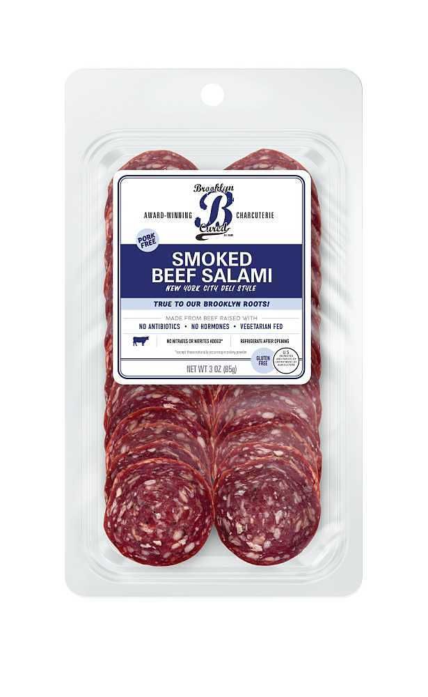 Wholesale Brooklyn Cured Pre-Sliced Smoked Beef Salami 5 OZ - Naturally Smoked Deli Meat- Bulk