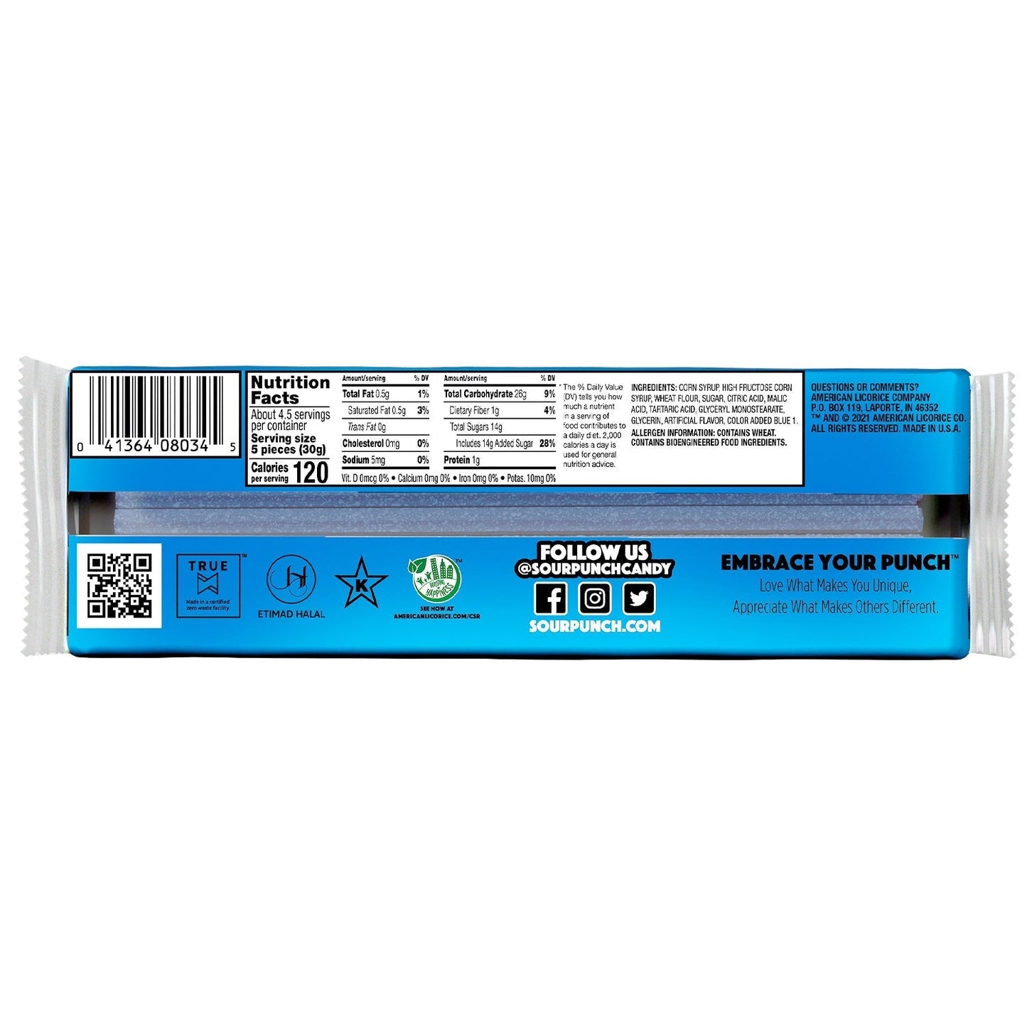 Wholesale Sour Punch Blue Raspberry Straws 4.5 Oz- Bulk