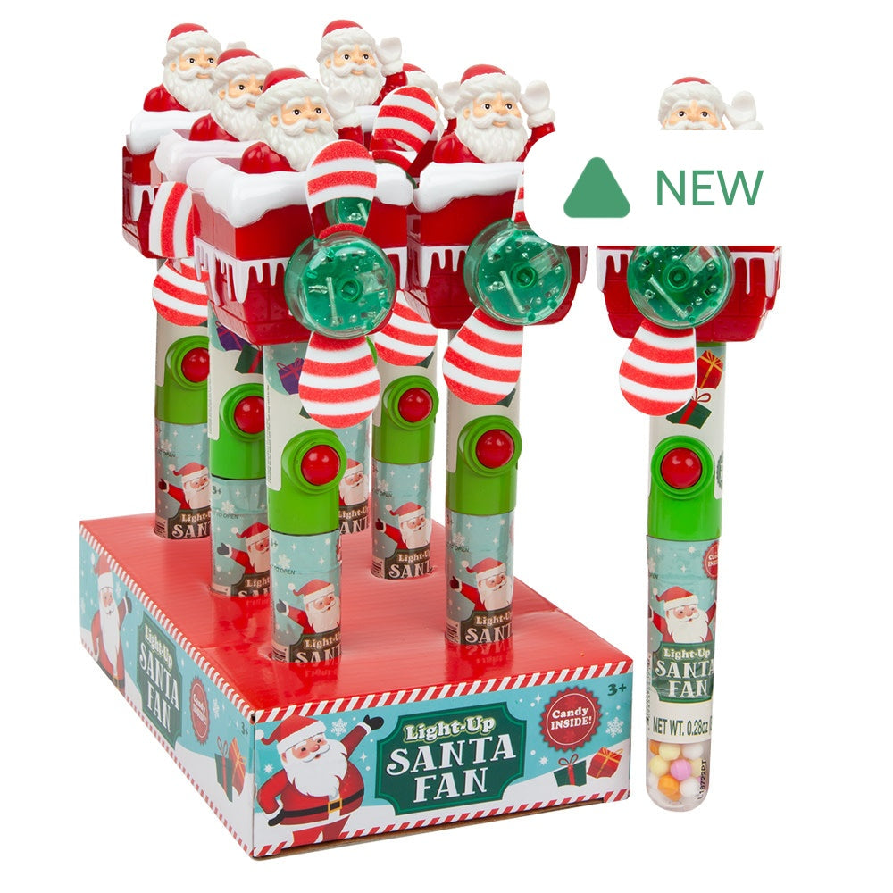 Wholesale Christmas Light Up Santa Candy Fan 0.28 Oz- Bulk