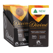 Wholesale Divine 70% Dark Chocolate With Ginger & Orange 3 Oz Bar- Bulk