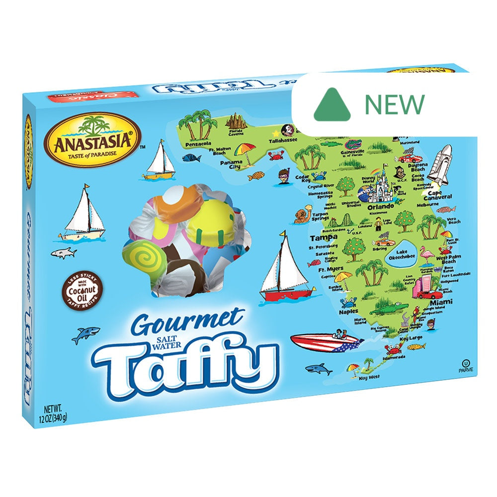 Wholesale Anastasia Florida Map Assorted Taffy 12 Oz Box *Fl Dc Only*- Bulk