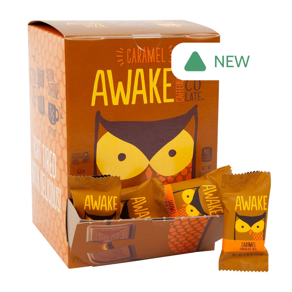 Wholesale Awake Caramel Caffeinated Chocolate Bites 0.58 Oz- Bulk