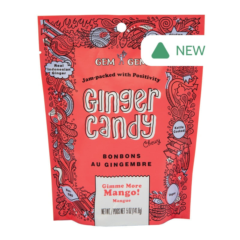 Wholesale Gem Gem Chewy Mango Ginger Candy 5 Oz Pouch- Bulk