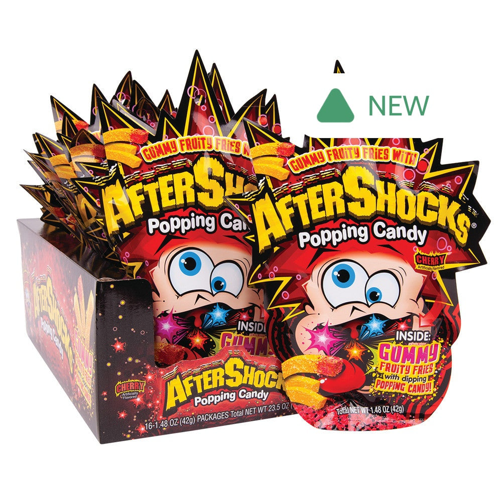 Wholesale Aftershocks Popping Cherry Gummy Fries 1.48 Oz- Bulk