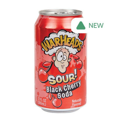 Wholesale Warheads Sour Black Cherry Soda 12 Oz Can- Bulk