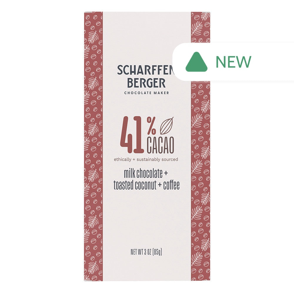 Wholesale Scharffen Berger 41% Cacao Milk Chocolate Toasted Coconut Coffee 3 Oz Bar- Bulk