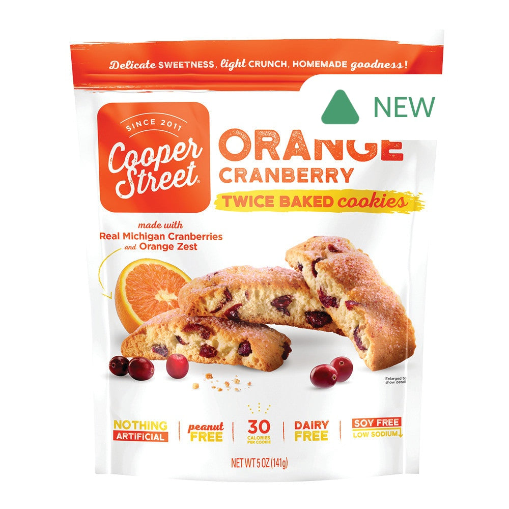Wholesale Cooper Street Orange Cranberry Twice Baked Cookies 5 Oz Pouch- Bulk