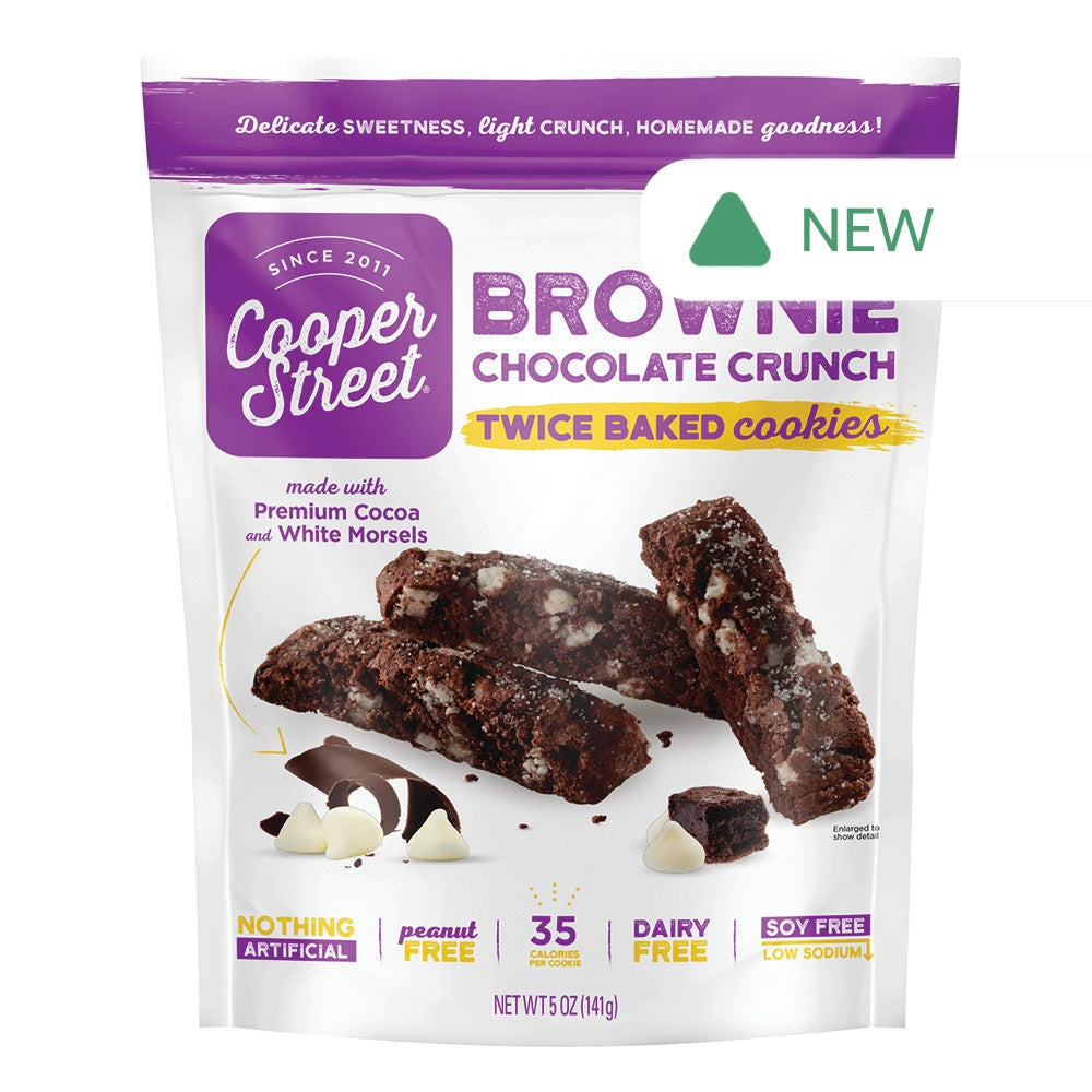 Wholesale Cooper Street Brownie Chocolate Crunch Twice Baked Cookies 5 Oz Pouch- Bulk