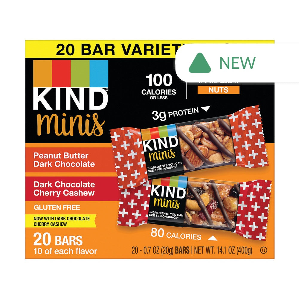 Wholesale Kind Minis Peanut Butter Dark Chocolate Dark Cherry Cashew 14 Oz Box- Bulk
