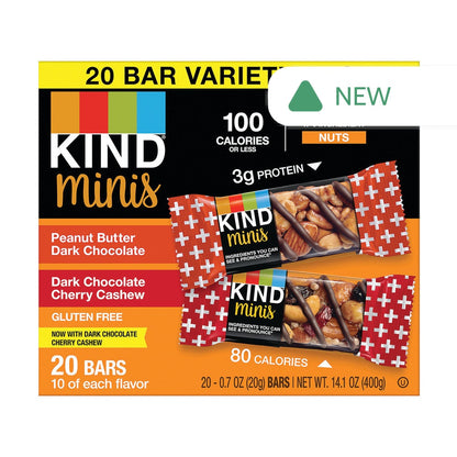 Wholesale Kind Minis Peanut Butter Dark Chocolate Dark Cherry Cashew 14 Oz Box- Bulk