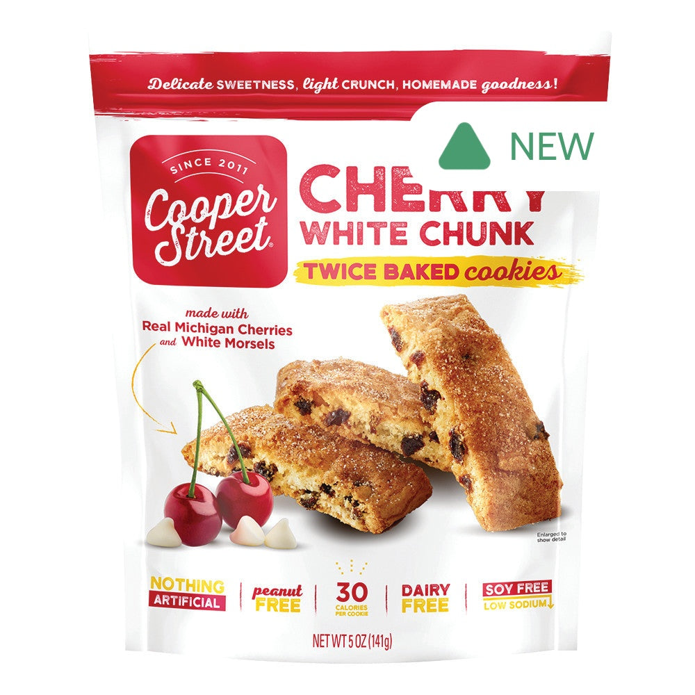 Wholesale Cooper Street Cherry White Chunk Twice Baked Cookies 5 Oz Pouch- Bulk