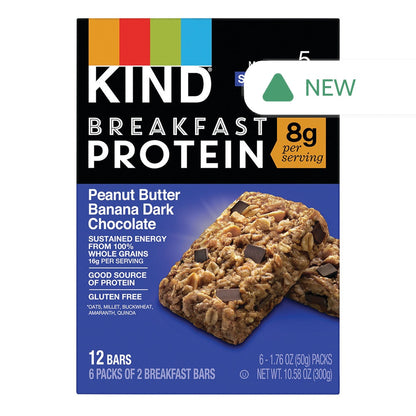 Wholesale Kind Breakfast Bar Protein Peanut Butter Banana Dark Chocolate 10.58 Oz Box- Bulk