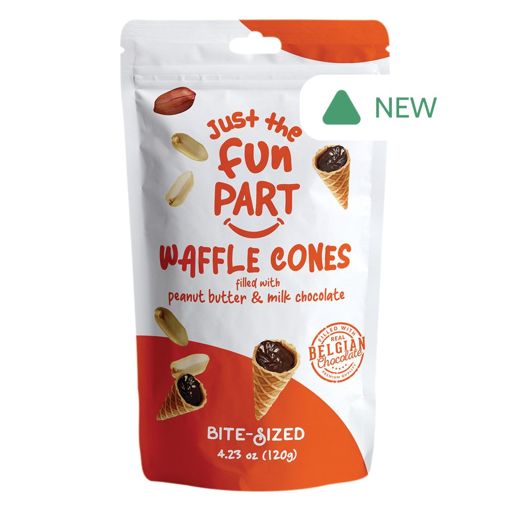 Wholesale Just The Fun Part Waffle Cones Filled With Peanut Butter & Milk Chocolate 4.23 Oz Peg Bag- Bulk
