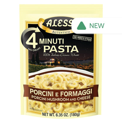 Wholesale Alessi Porcini Mushroom & Cheese 4 Minute Pasta 6.35 Oz Pouch- Bulk