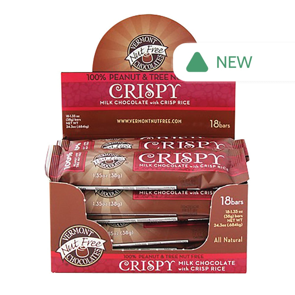 Wholesale Vermont Nut Free Chocolates Small Crispy Chocolate Bar 1.35 Oz- Bulk