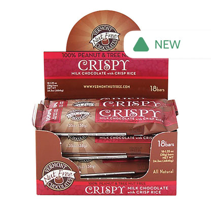 Wholesale Vermont Nut Free Chocolates Small Crispy Chocolate Bar 1.35 Oz- Bulk
