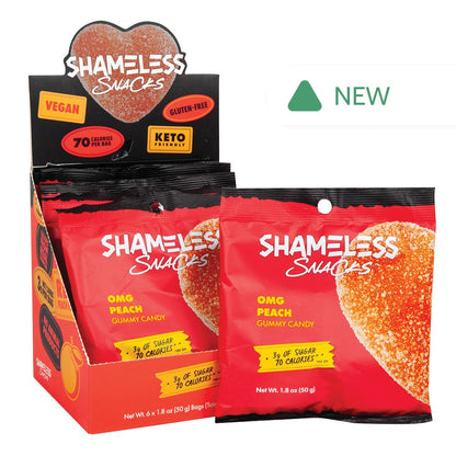 Wholesale Shameless Snacks Omg Peach Gummy Candy 1.08 Oz Bag- Bulk