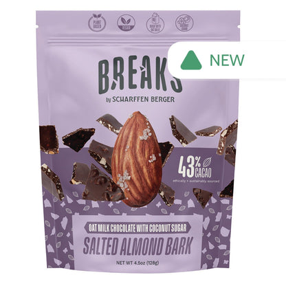 Wholesale Scharffen Berger Breaks 43% Oat Cacao Milk Chocolate W/Salted Almond Bark 4.5 Oz Bag- Bulk